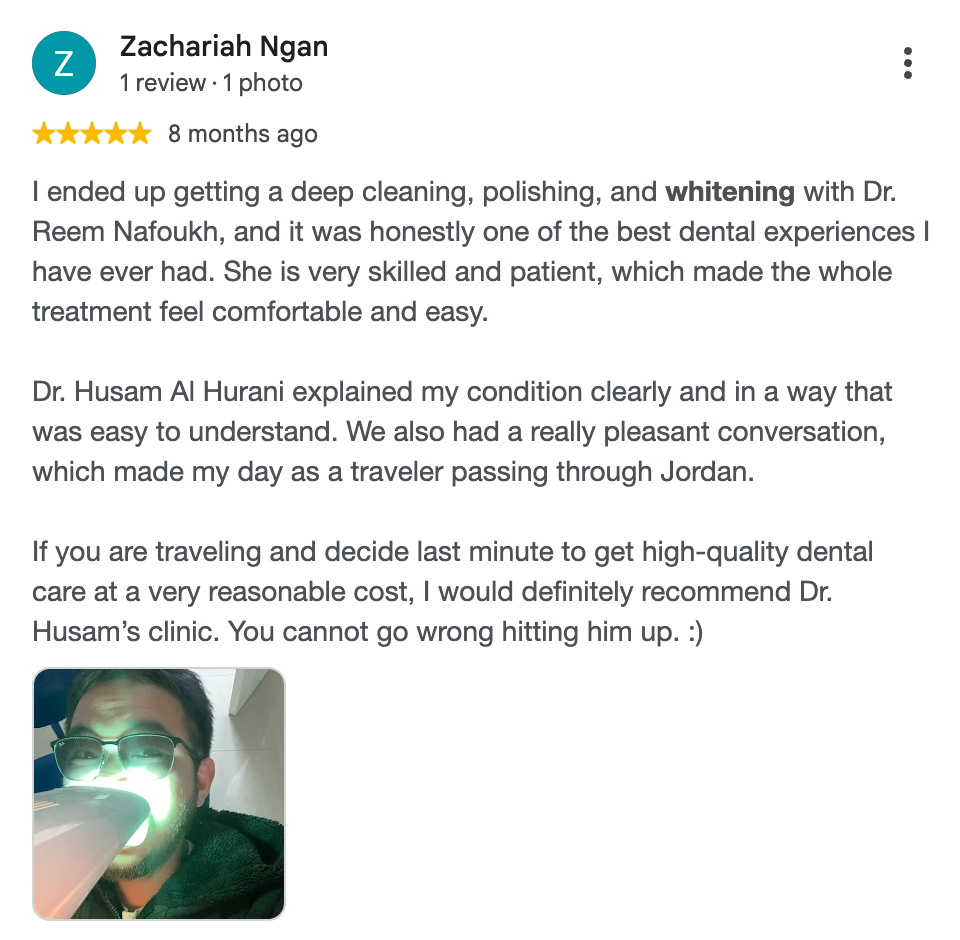 Teeth Whitening Amman Reviews: What Patients Say About Legacy Dental Clinics
