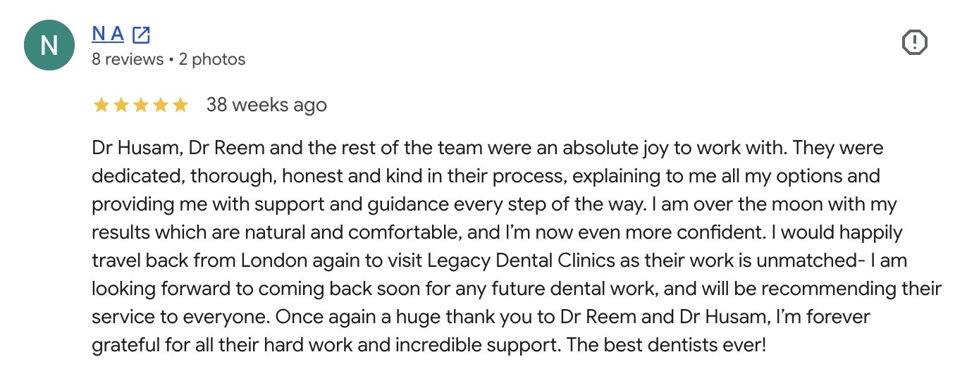 emax veneers feedback from a patient from London at Legacy Dental Clinics
